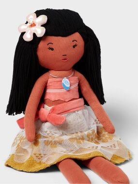 Disney Moana - Coral Cloth Doll with Black Yarn Hair and Pink Flower